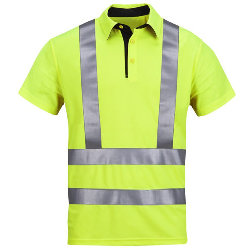 Sueter Polo manga corta con cinta reflectiva en colores fluorecentes