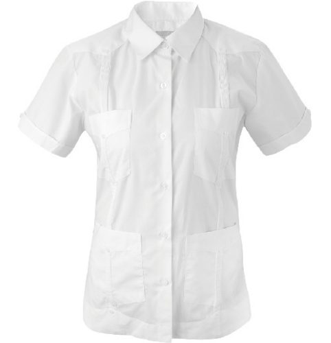 Camisa estilo Guayabera manga corta para mujer