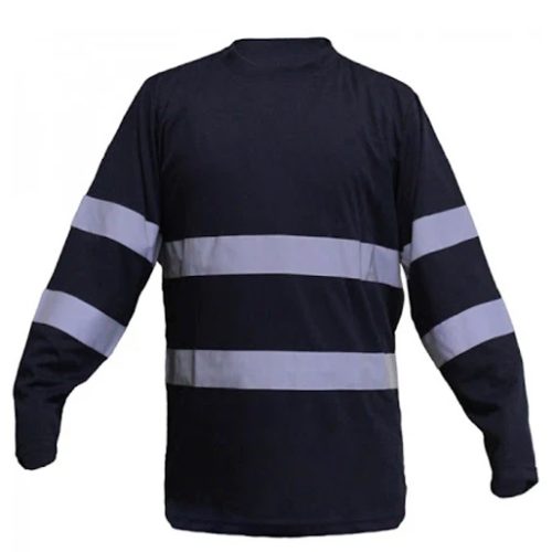 Sueter manga larga azul con cinta reflectiva