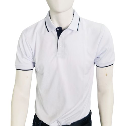 tshirt polo waffit blanco con azul navy