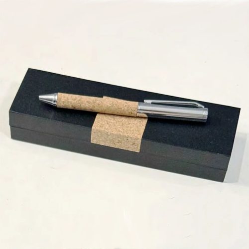 boligrafo de corcho y metal cromado