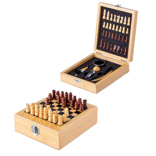 set de vino ajedrez