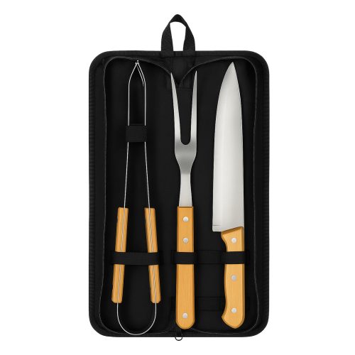 Set de Utensilios para BBQ en Estuche | Kit de Parrilla de 3 Piezas