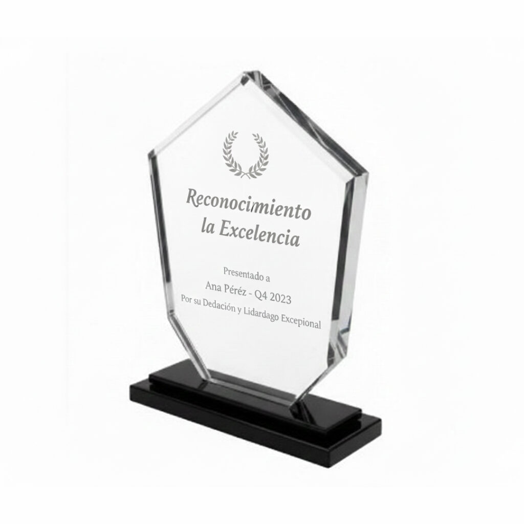 Trofeo hexagonal de cristal Trofeo hexagonal de cristal