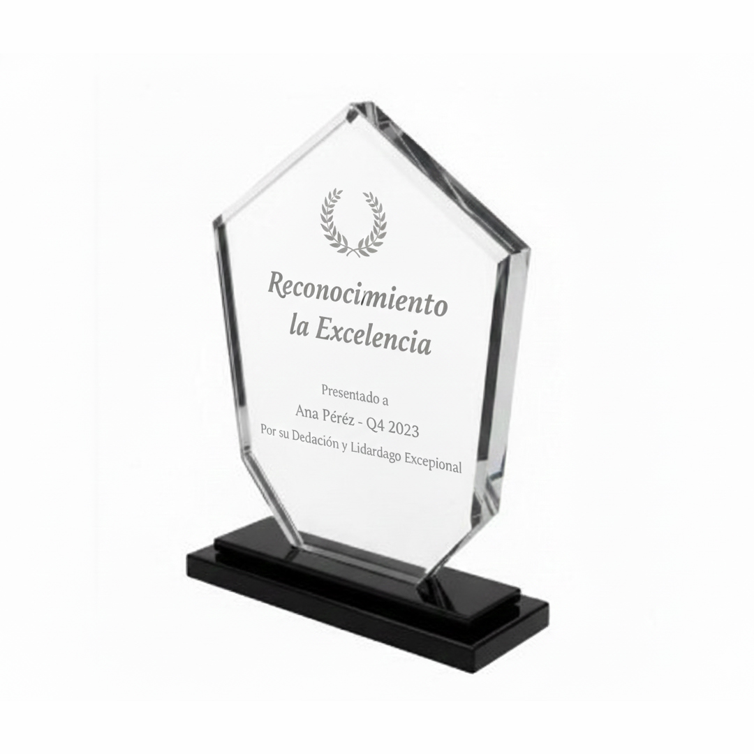 Trofeo hexagonal de cristal